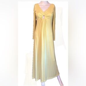 Vintage Palm Royale Style Yellow 1960/1970 Maxi Dress with No Tags (#70)